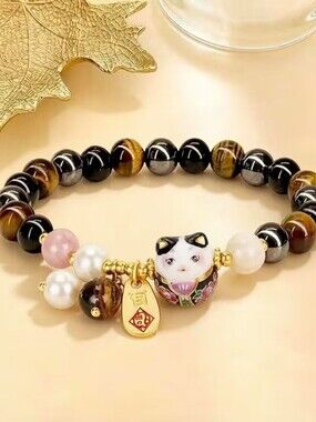 Crystal Beads Cat Bracelet